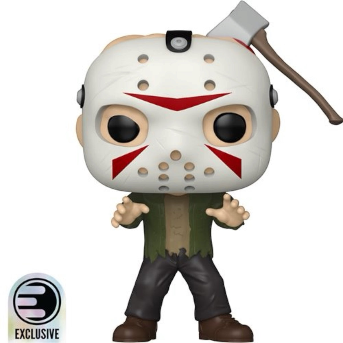 Funko Jason with Axe Head vinyl figure #2034, EE Exclusive, collectible Funko Pop! toy featuring Jason with axe head design.