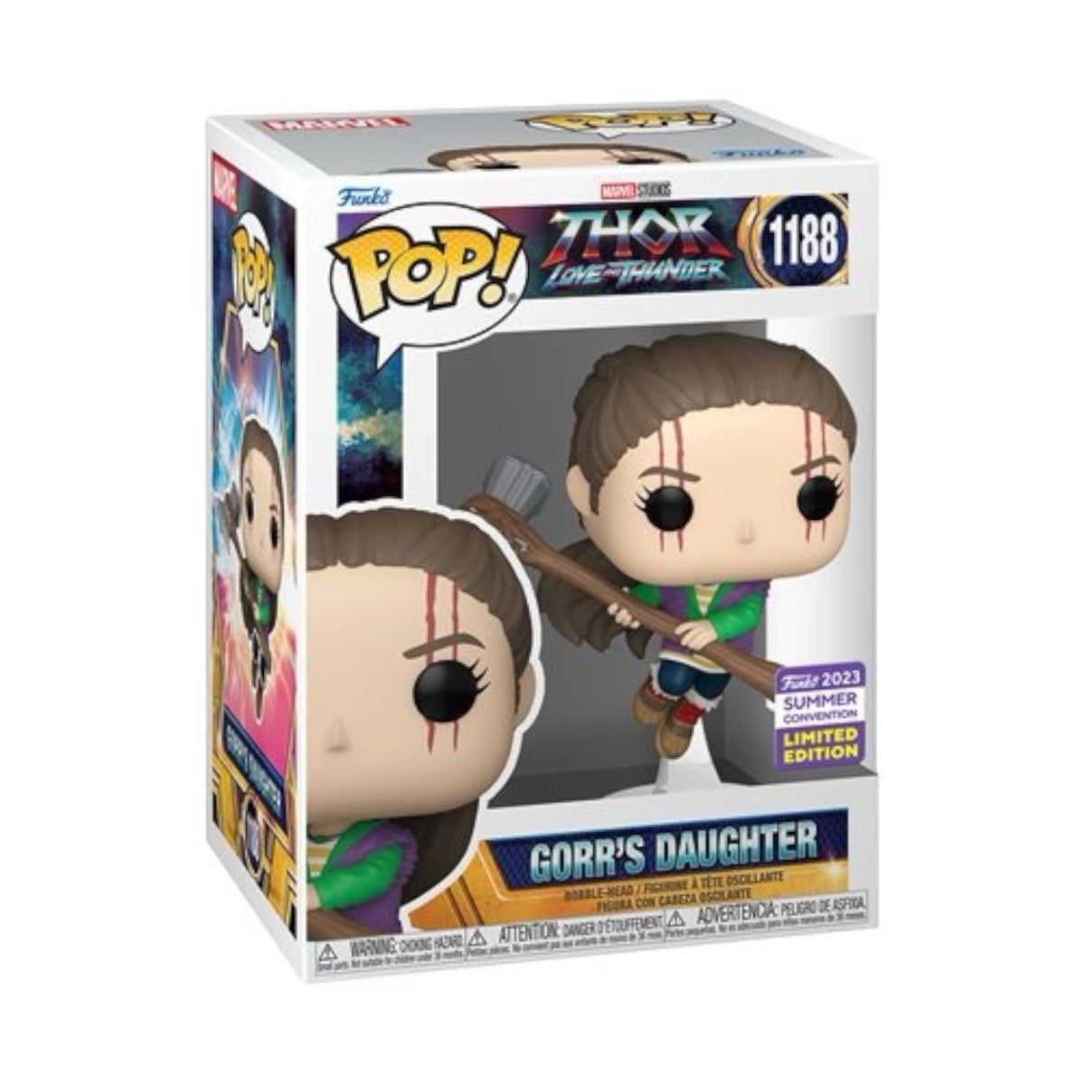 Funko Pop! figure of Gorr's Daughter from Thor: Love and Thunder, showcasing a detailed vinyl collectible with vibrant colors.