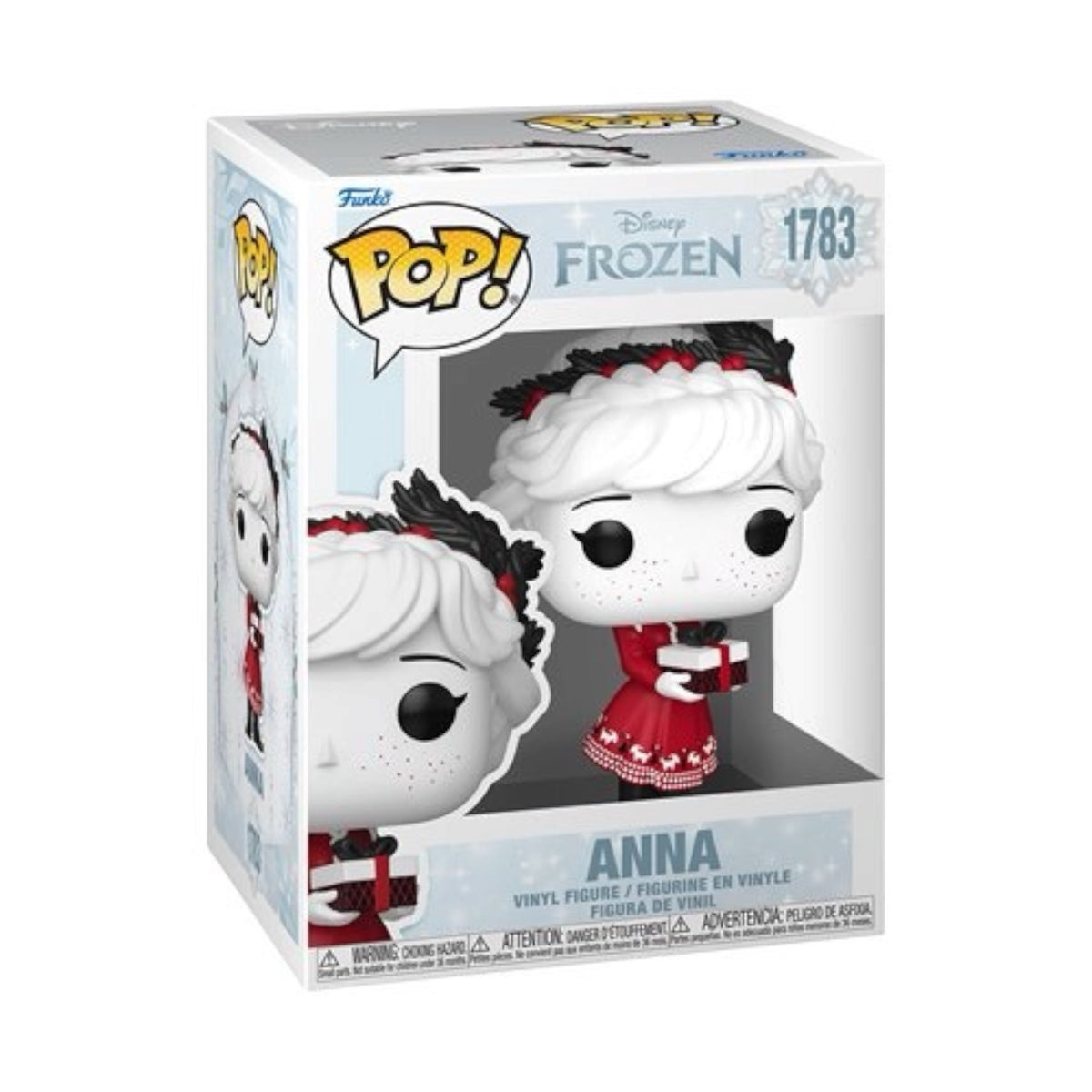 Frozen Anna Funko Pop! vinyl figure from the Holiday collection, featuring Anna in her festive winter outfit.