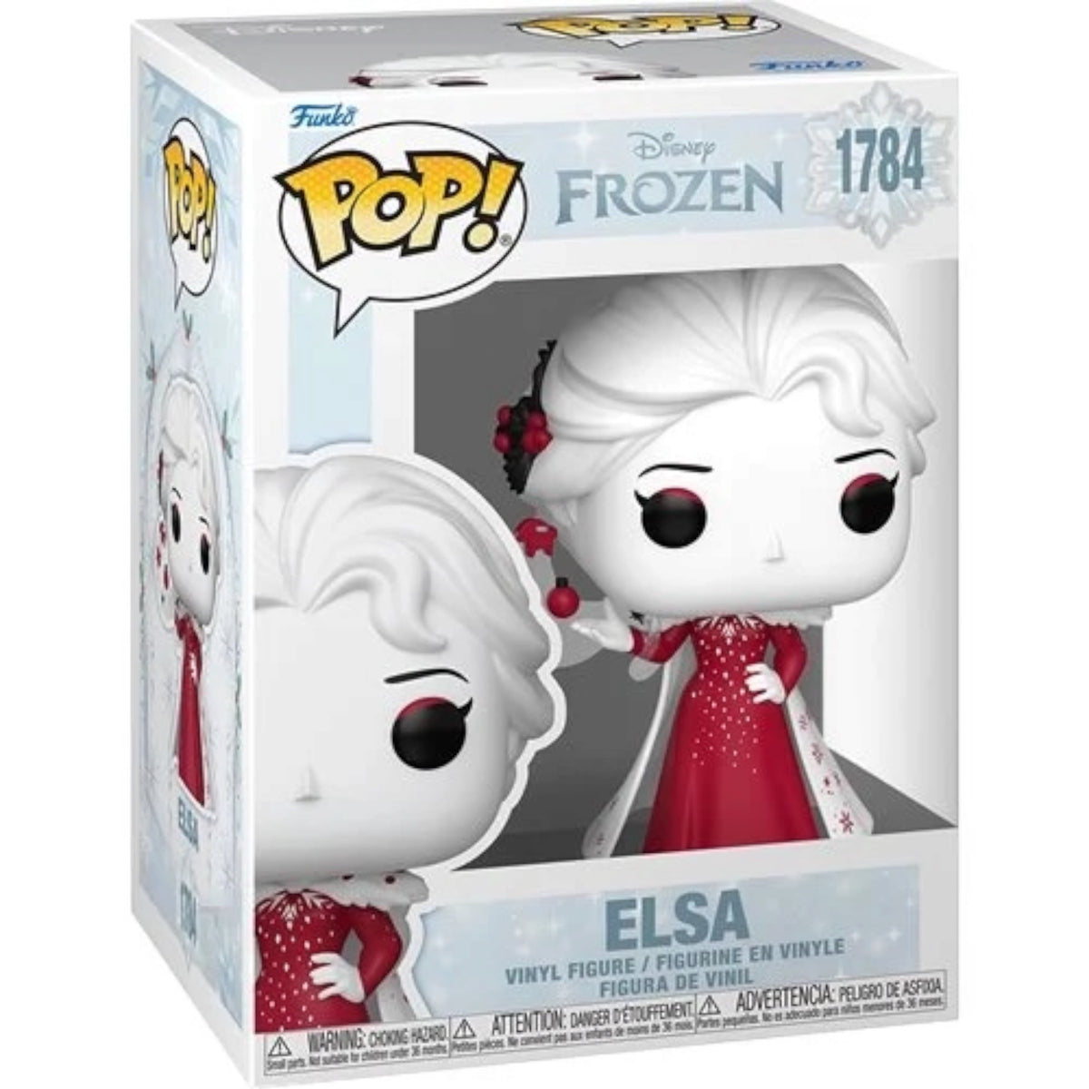 Frozen Elsa Funko Pop! vinyl figure from the Holiday collection, featuring Elsa in festive attire with detailed design.