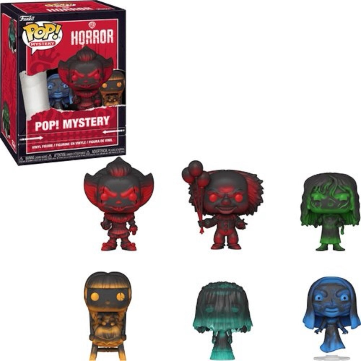 Funko Horror Mystery Funko Pop! blind box with collectible horror-themed vinyl figure inside, featuring spooky design and detailed artwork.