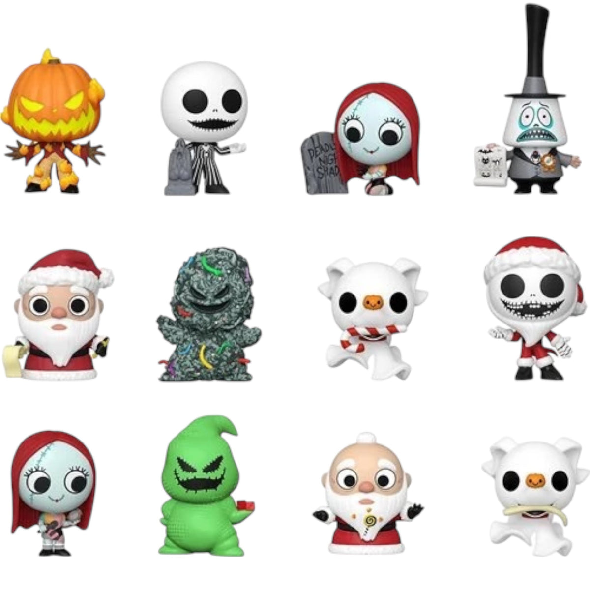 Funko Nightmare Before Christmas 30th Anniversary Mystery Minis featuring characters from the classic animated film.