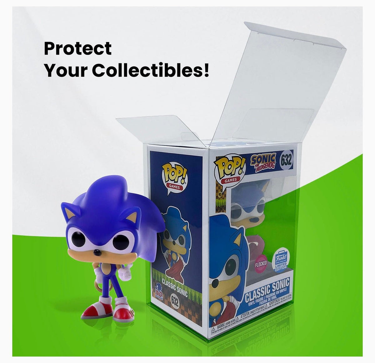 Deep Nerdd Funko POP! Vinyl figure protector case, clear plastic display case for collectible figures.